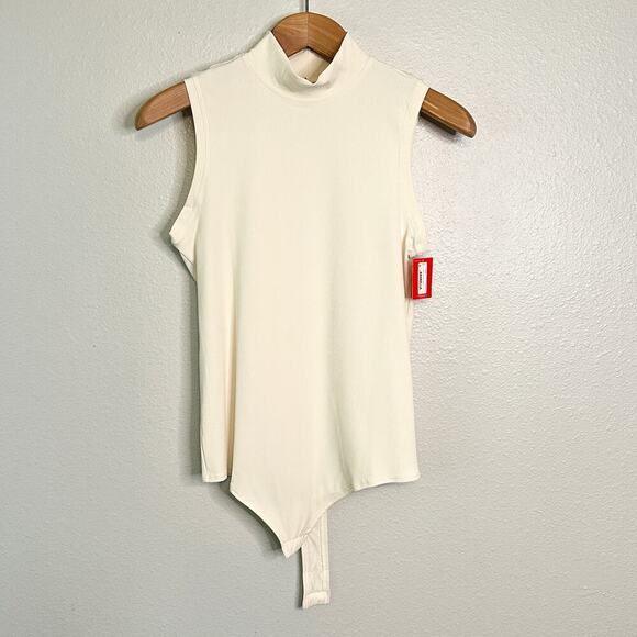Spanx Suit Yourself Ribbed Mock Neck Bodysuit - Women’s Size Large Parchment NEW - Picture 2 of 7